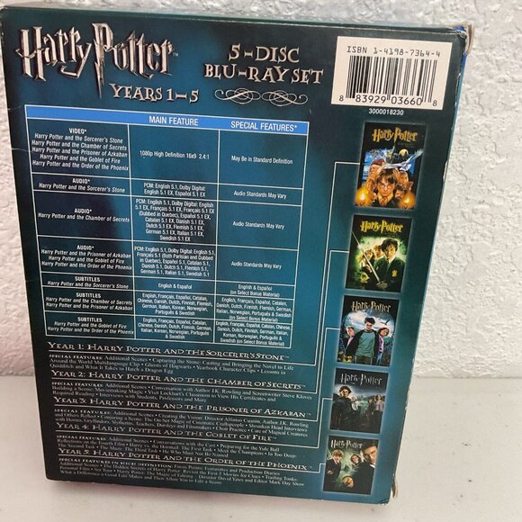 Harry Potter 5-disc Blu-ray Boxed Set Years 1-5 - Picture 3 of 8